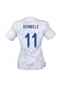 Frankrijk Ousmane Dembele #11 Voetbaltruitje Uit tenue Dames WK 2022 Korte Mouw